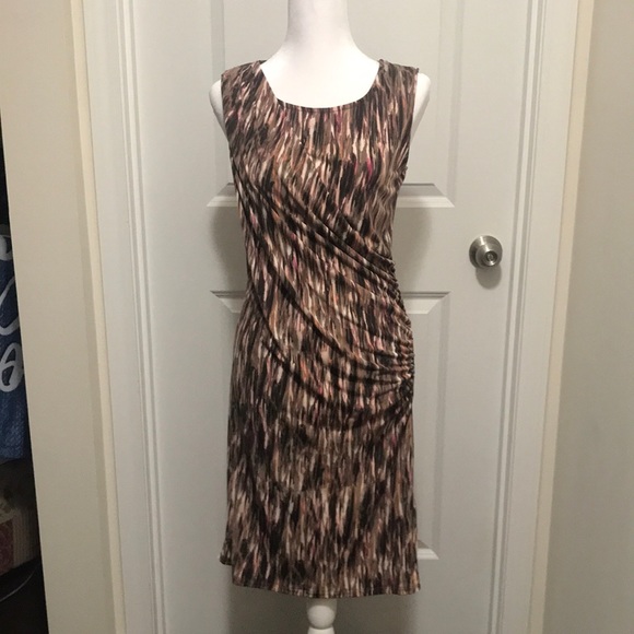 Dana Buchman Brown Multi-Color Dress. - Picture 1 of 5